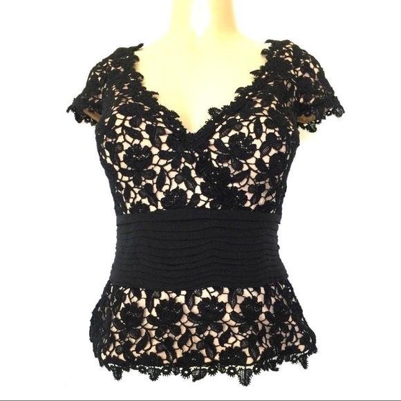 black lace evening top